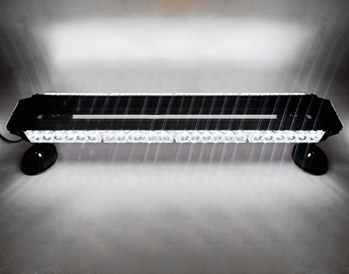 FOXCID White 26" 54 LED Emergency Warning Security Roof Top Flash Strobe Light Bar with Magnetic Base, for Plow or Tow Truck Construction Vehicle