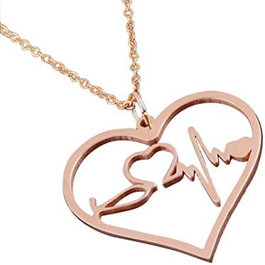 PULSECARE Nurse Gifts EKG Heartbeat Necklace - Looks Amazing - Choose Gold, Rose Gold and Silver