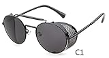 Flowertree STY056 Metal Frame Side Shield Oval 52mm Sunglasses (black+grey)