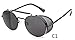 Flowertree STY056 Metal Frame Side Shield Oval 52mm Sunglasses (black+grey)
