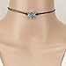 Druzy Charm Leather Cord Choker Necklace 12 inch (Mint)