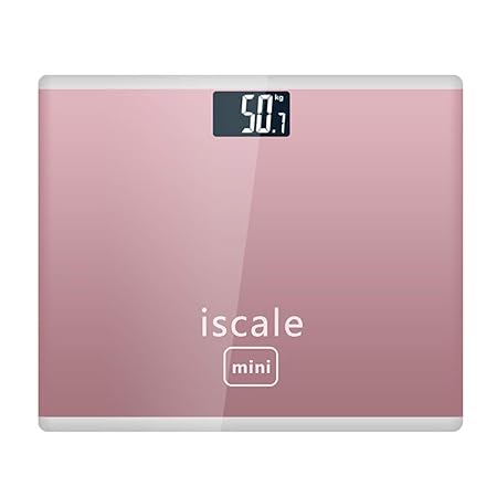 DKEyinx N7548 Gehärtetes-Glas Digital Personenwaage, 150KG, Mini Elektronische LED-Anzeige Körperfettwaage Rose Rot