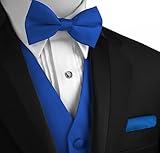 Italian Design, Men's Tuxedo Vest, Bow-Tie & Hankie Set in Royal Blue