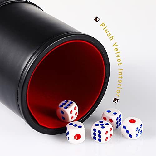 Skylety 6 Pieces PU Leather Dice Cups PU Leather Dice Rolling Cup Set