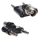 BCP 2pcs BNC Female Jack to Dual Banana Male Plug Coaxial Adapter