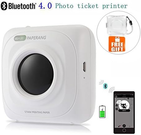 Mini Bluetooth Printer - Wireless Paper Photo Printer Portable Instant Mobile Printer for iPhone/iPad/Mac/Android Devices (Printer with Crystal Clear Case)