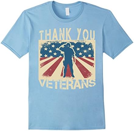 Mens Thank You Veterans Soldier Saluting US Flag Veteran Gifts Small Baby Blue