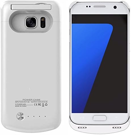 Galaxy S7 Battery Case, SinoPro 4200mAh Extended Battery Case Portable Charger Case Power Bank External Backup Battery with Folding Stand for Samsung Galaxy S7 (White)