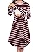 Larenba Womens Long Sleeve Stripe Maternity Nursing Dress for Breastfeeding