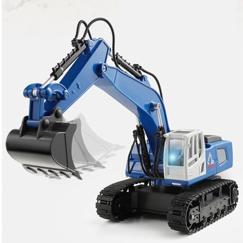 TERRIFI Remote Control Excavator Toy, 1/18 Scale Rc Toys Metal Shovel Double Track 360 Degree Rotation Hydraulic Excavator Toy for Kids Age 4-7 8 9 10 Year Old, Birthday Gifts Ideas