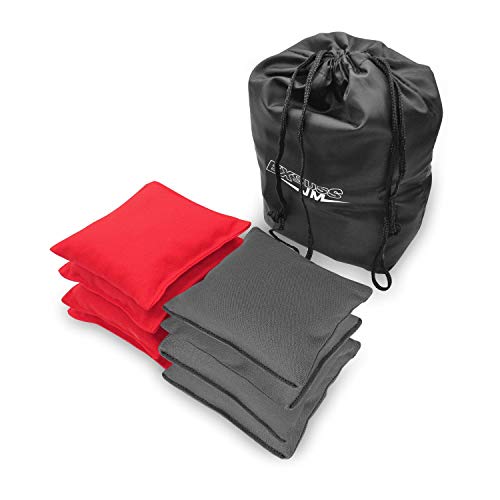JMEXSUSS Weather Resistant Standard Corn Hole Bags, Set of 8 Regulation Cornhole Bags for Tossing Game (Red/Grey)