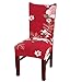 SoulFeel Set of 6 Dining Chair Covers, Stretch Spandex Dining Room Protector Slipcovers (Style 49, Red)