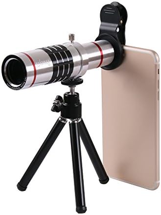 18× Zoom Phone Camera Lens Kit ,Prweyn 4K HD Camera Lens Kit Professional Aluminum Telephoto Manual Focus Telescopic Optical Lens For iPhone , Samsung , Smartphone (Silver)