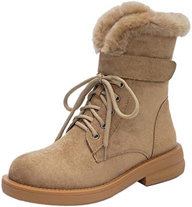 [QIAGE] 冬靴 レディース 防滑 防寒 ブーツ 冬用 暖かい 裏起毛 スノーブーツ アウトドア カジュアル スノトレ ミドルカット 軽量 バイク 通勤 通学 スエード スニーカー レースアップ 編み上げブーツ ジッパー ムートンブーツ