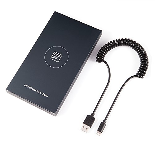 ONE PIX Coiled Lightning Cable for iPhone (2 Pack), MFi Certified Coil Car Charger Cable Compatible with iPhone 5/6/7/8/ 6 Plus/7 Plus/ 8 Plus/X/Xs Max/XS/XR/SE, iPad Air/Pro/Mini, iPod Touch - Black - Thumbnail 7