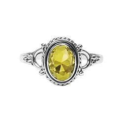 Citrine Stone Ring, 925 Sterling Silver Ring