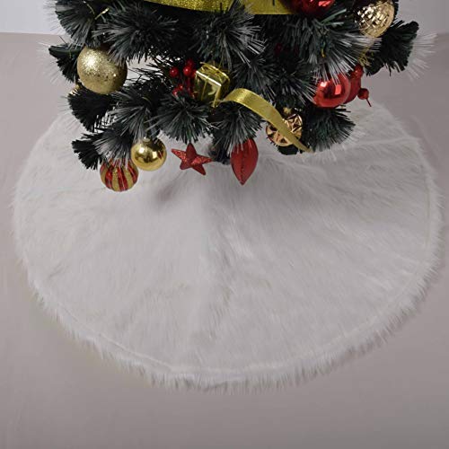 Gireshome White Faux Fur Luxury Soft Snow Christmas Tree Skirt for Xmas Holiday Decorations Pet Favors - 48inch/121cm