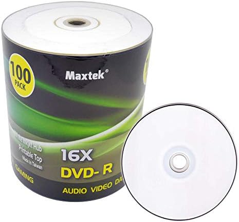 Maxtek Premium Grade White Inkjet HUB Printable DVD-R DVDR 16x Blank ...