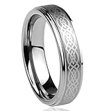 6MM Titanium Comfort Fit Wedding Band Ring Laser Etched Celtic Knot Design Ring (6 to 14)