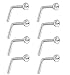 joybeauti 2mm Stainless Steel Rhinestone Bar Curved L Bend Nose Stud Ring Piercing 20 Gauge Pack of 16 Pcs (White)