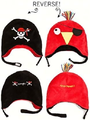 Flapjackkids Baby and Toddler Reversible Pirate/Parrot Winter Hat, Size 6 Months to 3 Years