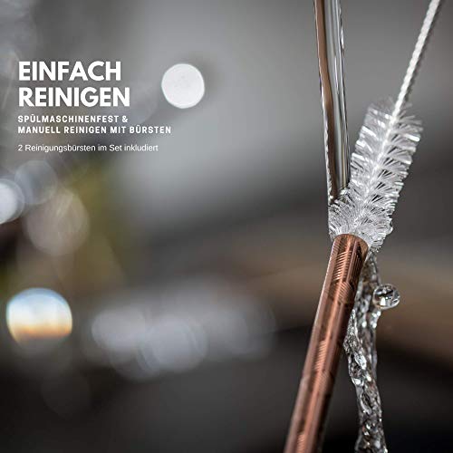 HomeUp Premium Design Edelstahl Strohhalme in Gold, Roségold, Silber (je 2X), 6er Set Wiederverwendbare Trinkhalme inkl… – Bild 6