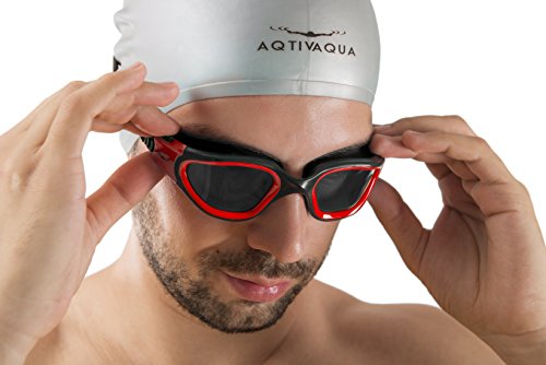 AqtivAqua Swim Goggles Swimming Goggles for Adult Men Women Kids Youth Girls Boys Childrens DX (Red/Black Color) - Thumbnail 6