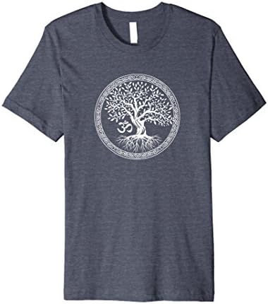 Mens Tree of Life with Om Symbol Premium Yoga T-Shirt XL Heather Blue