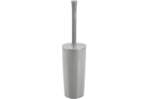 mDesign Slim Compact Plastic Toilet Bowl Brush and Holder for Bathroom Storage - Sturdy, Deep Cleaning - Gray