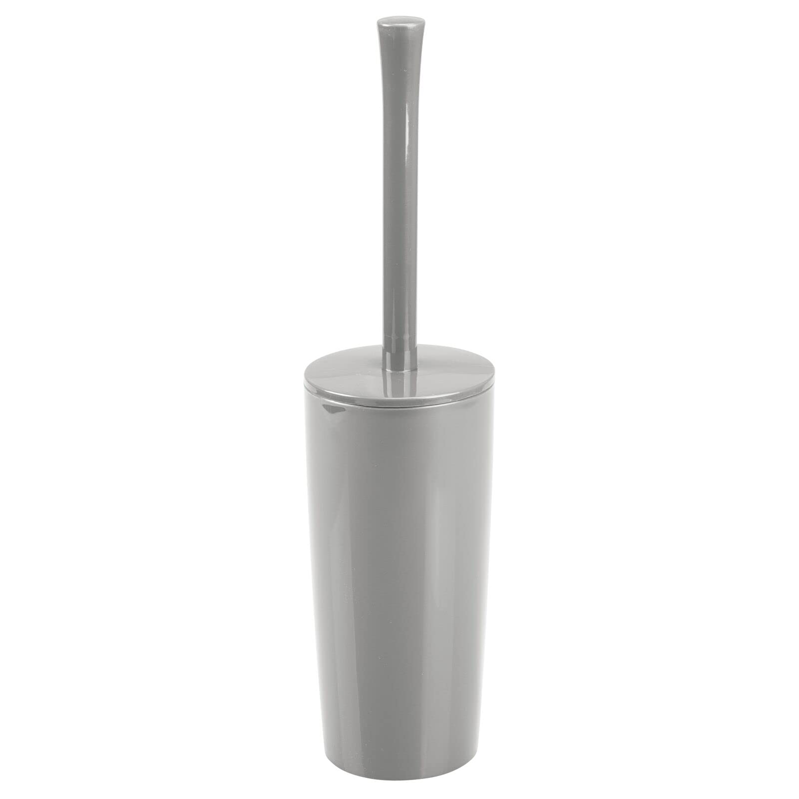 mDesign Toilet Brush with Holder - Plastic Free Standing Toilet Brush Set - Includes Hygienic Toilet Brush Holder and Brush - Grey