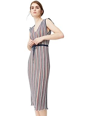 Mango Women's Metallic Striped Dress