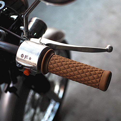 Non Slip Rubber Bar End Thruster Grip Pair/2PCS 7/8" 22mm Motorcycle Comfort Hand Handlebar Grip Thruster Grip for Honda Triumph Yamaha Kawasaki CG125 CB400 (Brown) - Thumbnail 6