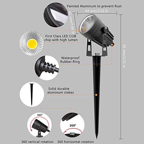 Gartenbeleuchtung LED 4x3W COB Aogled im Freien IP65 Wasserdichter Landschaftslampenscheinwerfer Niederspannung Warmweiß 3000K Dekorative Beleuchtung für Gartenhofweg (4er Pack)