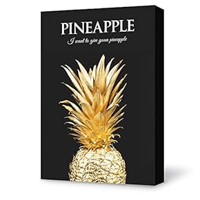 Canvas Wall Art Gold Pineapple Fruit Canvas Painting Wall Poster Decor for Living Room Wooden Framed Home Decorations - 12x18 inches