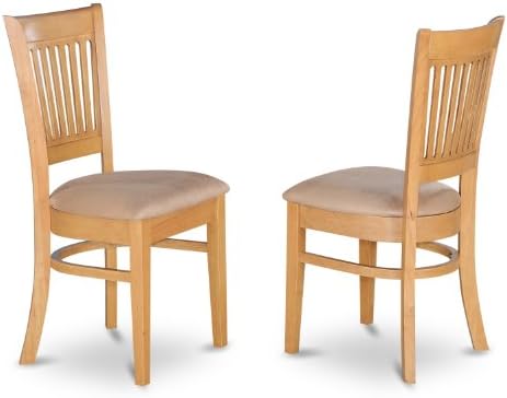 Ser of 2 Vancouver Dining Kitchen Chairs microfiber Upholstered Seat in Oak Finish