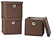 StorageManiac Folding Canvas Storage Box with Lid and Built-in Grommet Handles, Pack of 3, Brown