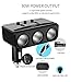 Cigarette Lighter Splitter, Virwir 3 in 1 120W 3-Socket Cigarette Lighter Power Adapter (Voltage Display) 12v / 24v Dual USB Car Charger DC Outlet Splitter, 3.1A Double USB Output Ports for iPhone x