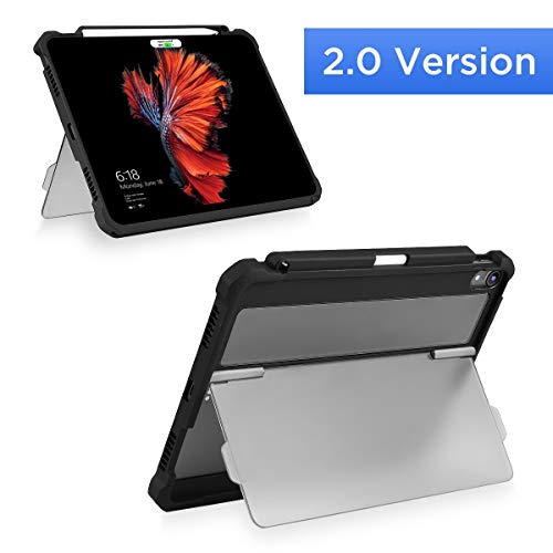 Maxjoy Case for 2018 iPad Pro 12.9 inch 3rd Gen, iPad Pro 12.9 Case, [Support Pencil Charging], Shockproof iPad 12.9 Protective Cover with Kickstand + Apple Pencil Holder for iPad Pro 12.9" 2018,Black