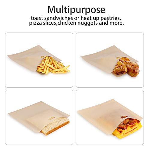 16 Pack Toaster Bags - Reusable Grilled Cheese Sandwich Toaster Bags, Non-Stick, Heat Resistant, 3-Size Kitchen Cooking Toaster Oven Bags for Pastries, Pizza Slices,Chicken Nuggets,Sausages and more.