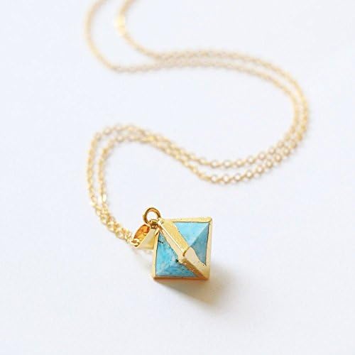 Turquoise Necklace, Raw crystal necklace, Dainty stone necklace. Gold Coated Gemstone Pendant, Stone Chocker necklace, Natural stone jewelry