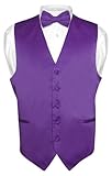 Men's Dress Vest & BowTie Solid PURPLE INDIGO Color Bow Tie Set for Suit or Tux