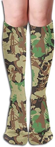 Q78WZI50 Woodland Grunge Camouflage Pattern Socks Men & Women Knee High Sport Compression Long Stockings for Football Working