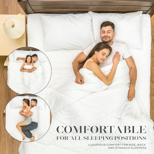 White Classic Bed Pillows for Sleeping 2 Pack, King Size Pillow Side