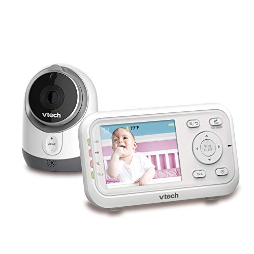 VTech-VM3253-Video-Baby-Monitor-with-1000ft-Long-Range-Auto-Night-Vision-28-Screen-2-Way-Audio-Talk-Temperature-Sensor-Power-Saving-Mode-Lullabies-and-Wall-mountable-Camera-with-Bracket