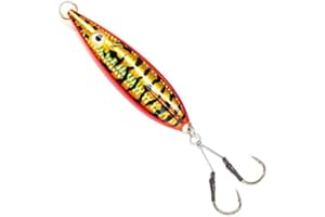 Calissa Offshore Tackle Fast Fall Jig 80g 150g 250g 300LBS Assist Hooks 3/0 Butterfly - Vertical Speed Lure Slow Pitch Flat - Glow Color Painted on Both Sides