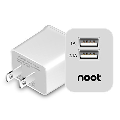 NOOT 10 Watt 2.1 Amp Dual USB Universal Wall Charger for Apple, Android and USB Devices