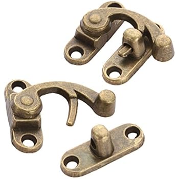 2pcs Vintage Lock Clasp Right Latch Hook Hasp Swing Arm Latch Plated