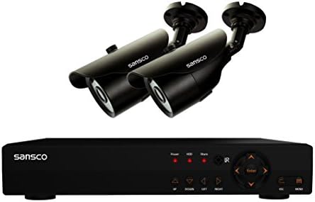 SANSCO Smart CCTV Security Camera System, 4-Channel 1080N DVR Recorder with 2x Super HD 1.0MP Outdoor Cameras (1280x720 Bullet Cam, Rapid USB Storage Backup, Vandal-Proof, Hard Drive NOT Included)