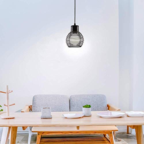 Biqing Industrial Cage Pendant Light Flush Ceiling Lighting Metal Cage Hanging Light Fixture Pendant Lighting for Dining Room Bedroom Bar Hallway (No Bulb) (Grey) — image 1