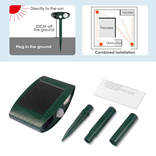 Dog Chaser, Outdoor Solar Powered and Weatherproof Ultrasonic Animal Chaser With PIR Sensor